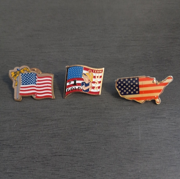 Vntg 3 U.S.A. Collectors Pin Lot - Picture 1 of 5